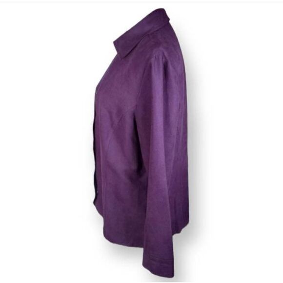 CROFT & BARROW PURPLE FAUX SUEDE BUTTON DOWN SHIRT SZ.L EUC. - Picture 2 of 6